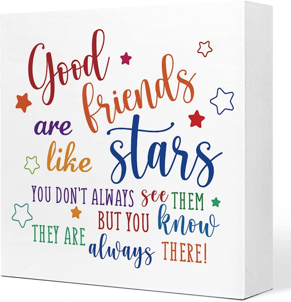 5x5 Inch Friendship Box Sign, Good Friends Are Like Stars Decor