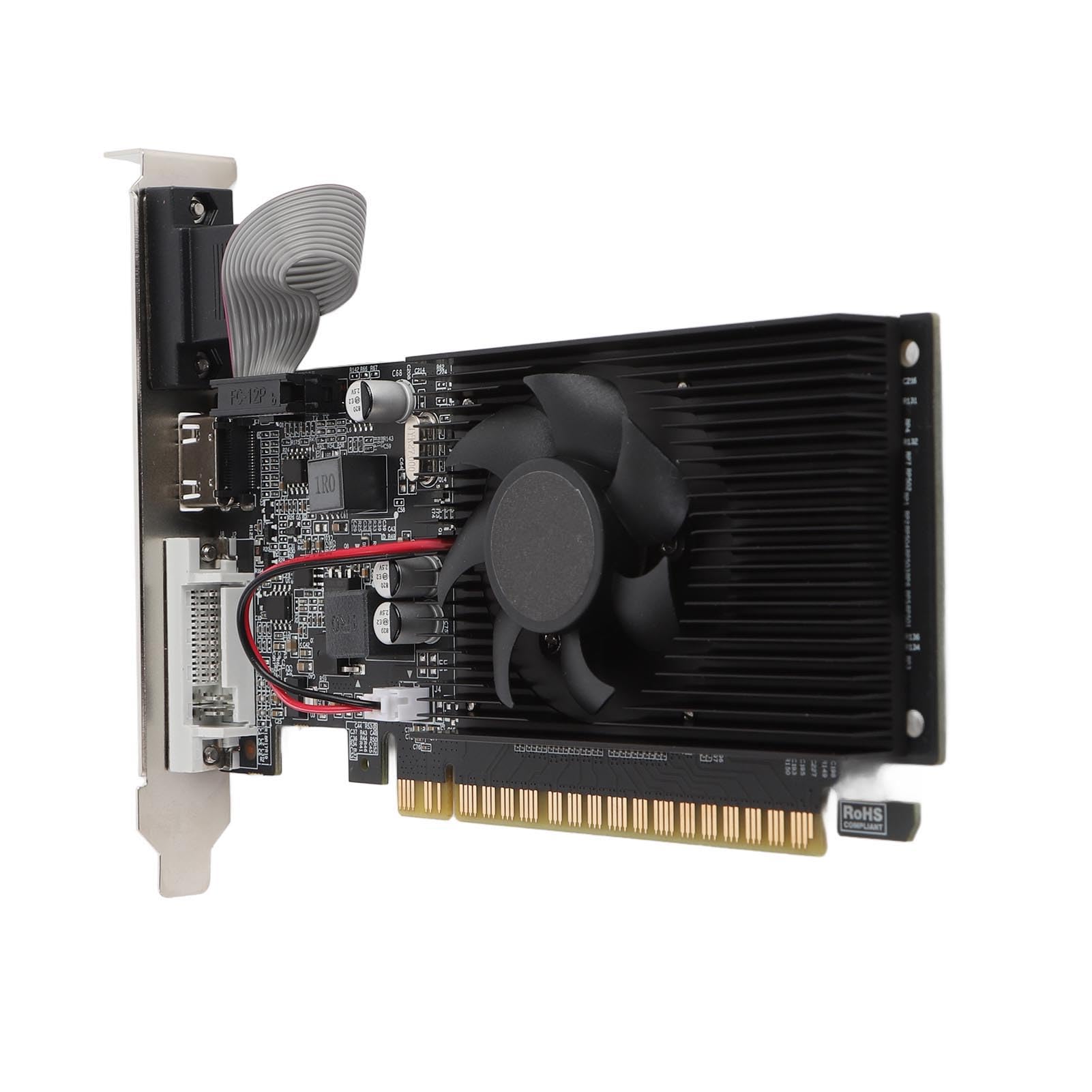 Computer Video Card, 1GB DDR3 64 Bit 589MHz Memory, 500MHz Core, HDMI DVI VGA Graphics Card with Low Noise and HD Multimedia Interface for Working