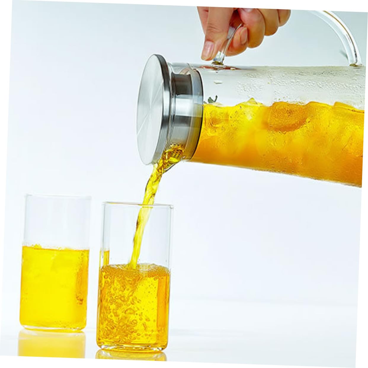 Hemobllo Bottiglia d'Acqua in Vetro Borosilicato 1450ml, Grande | Brocca per Tè Freddo, Superficie Liscia e Sicura, Adatta a Casa Cucina Soggiorno