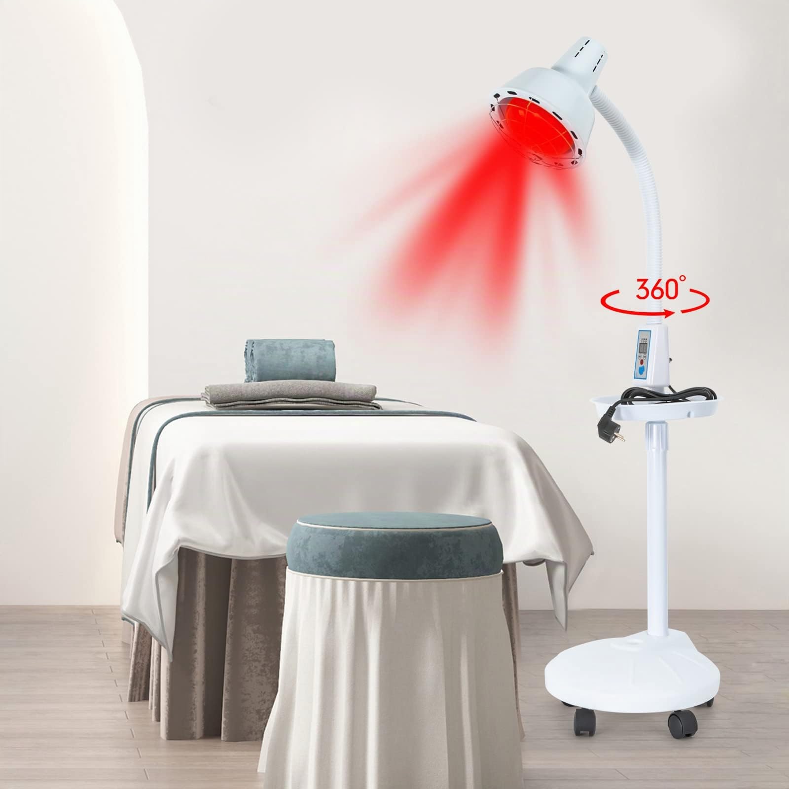 MINRS Infrarotlampe 275W Rotlichtlampe Wärmelampe Temperatur Einstellbar Rotlicht Lampe Therapie mit Zeitmessgerät Infrarotlicht für Linderung von Schmerzen in Körperteilen, Wundheilung