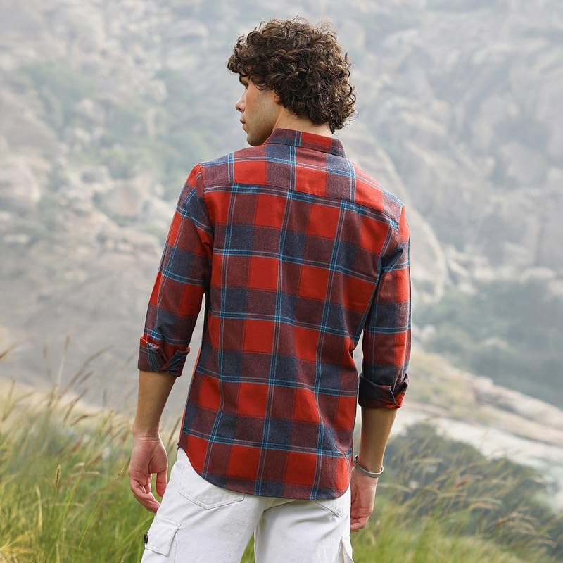 Image of CAHOOT Men's Shirt for Casual Wear | Spread Collar | Long Cuffed Sleeves | Button Closure | Shirt Crafted with Comfort Fit for Everyday Wear