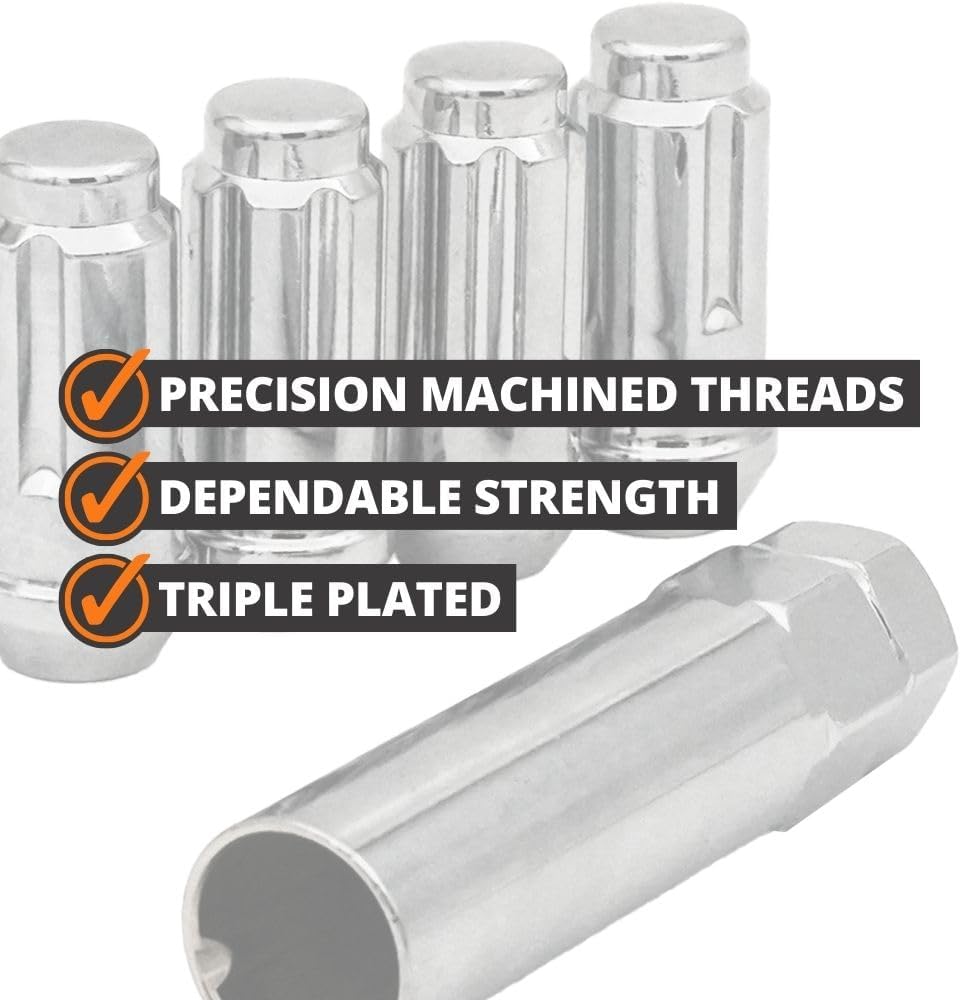 14X1.5 Closed Bulge Acorn Small Diameter 1.9" Lock Set Chrome - Premium Wheel Locks | Locking Lug Nuts for Enhanced Security with Unique Key | 4 Wheel Locks and 1 Key