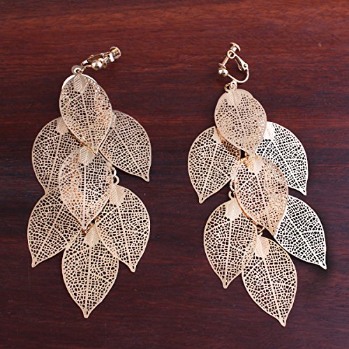 Grace Jun New Handmade Multi-Layer Dangle Drop Earrings And Clip On Earrings No Pierced For Women (Gold Clip-On 1) #TOP5