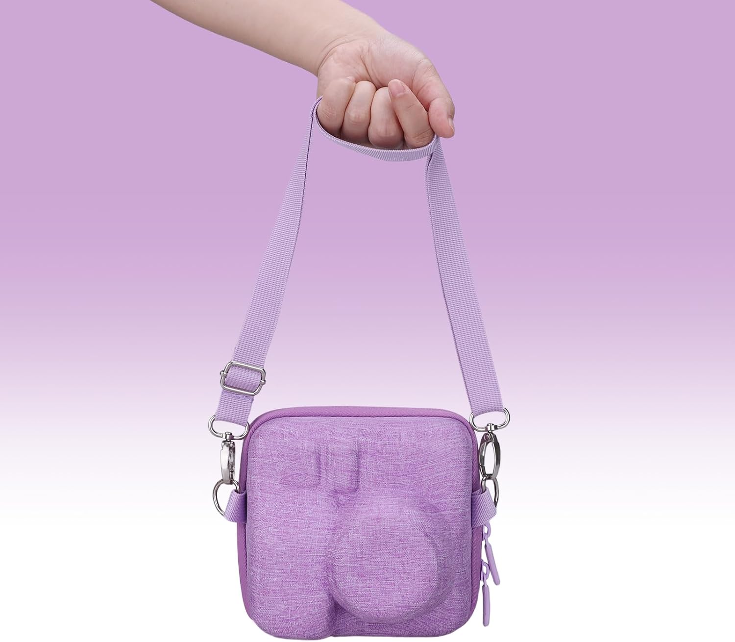 LTGEM Instax Mini 12 Case Compatible with Fujifilm Instax Mini 12/11/10/9 Instant Film Camera, Hard Carrying Travel Camera Bag with Shoulder Strap(Purple)