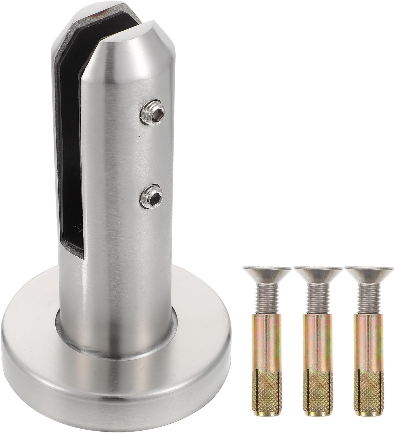 Stainless Steel Balustrade Post Glass Clamp with Cover and Screws 304 Grade Matte Finish 160mm Height for Swimming Pool Fence and Balcony Railing Installation