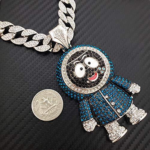 Hip Hop Iced Large BRICK SQUAD ESKIMO Pendant & 18" 1 ROW Tennis Choker Chain Necklace4