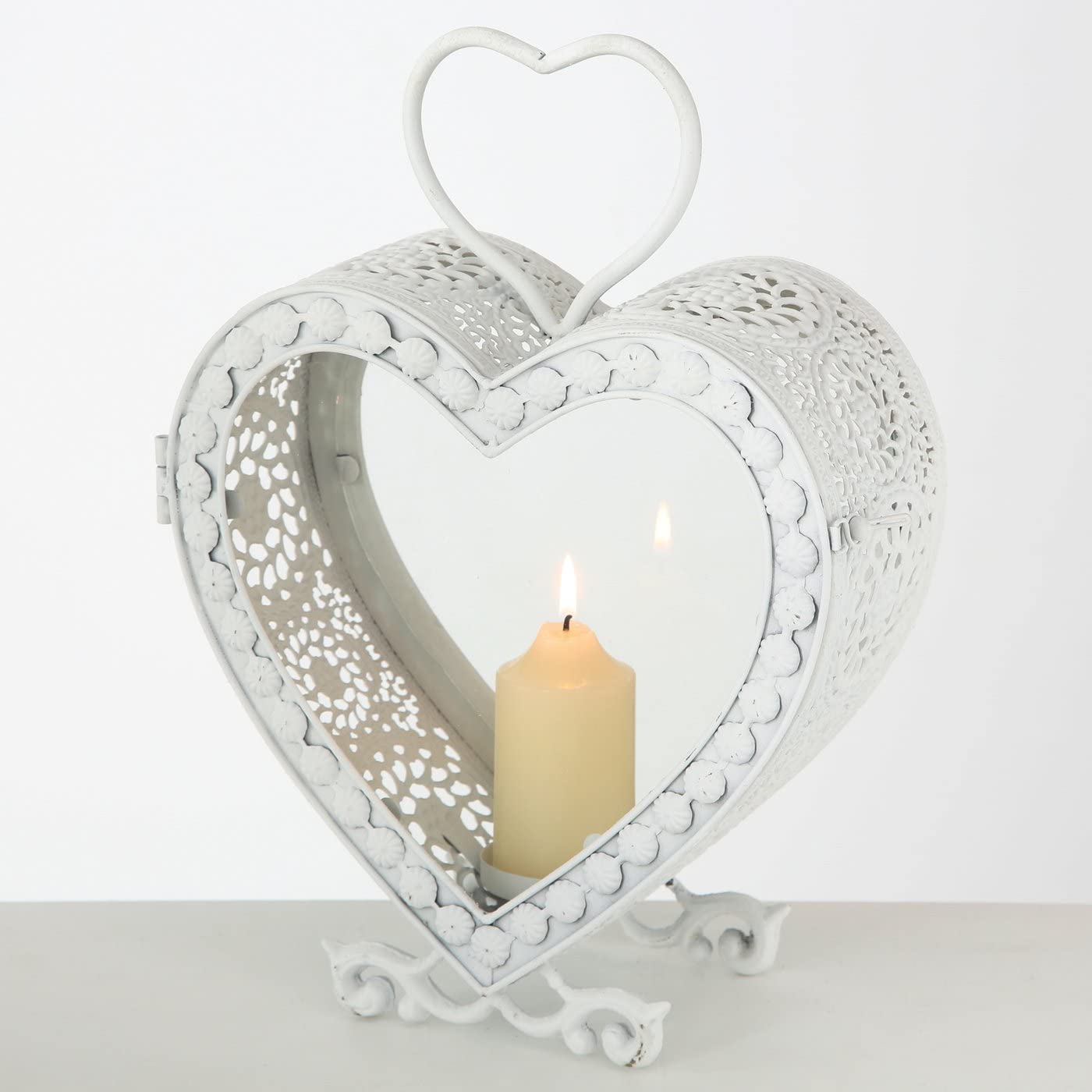 Laterne Herz weiß Windlicht zum Aufhängen Windlicht mit Ornamente Gartendeko Metall Hochzeit Taufe Geburtstag | Gartendeko, Hochzeit, Taufe, Geburtstag