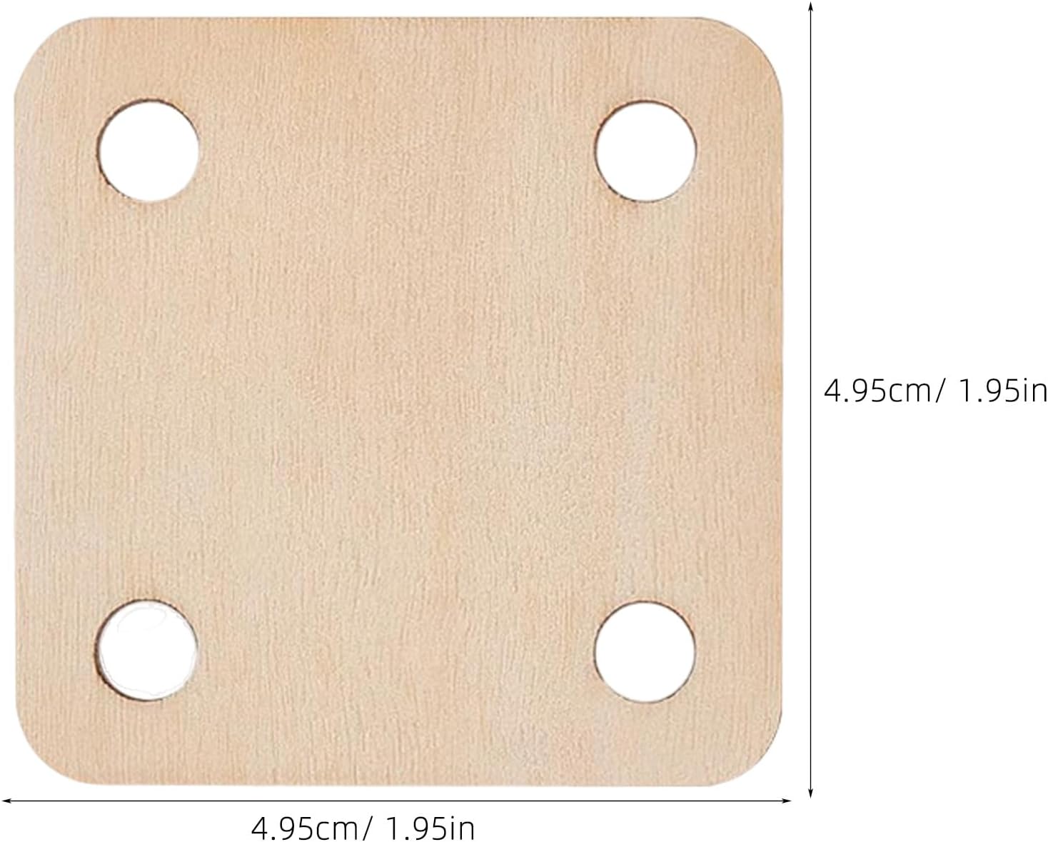 Toddmomy 72pcs Blank Wood Loom Weaving Cards, 1.95" 4-Hole Square Tablets