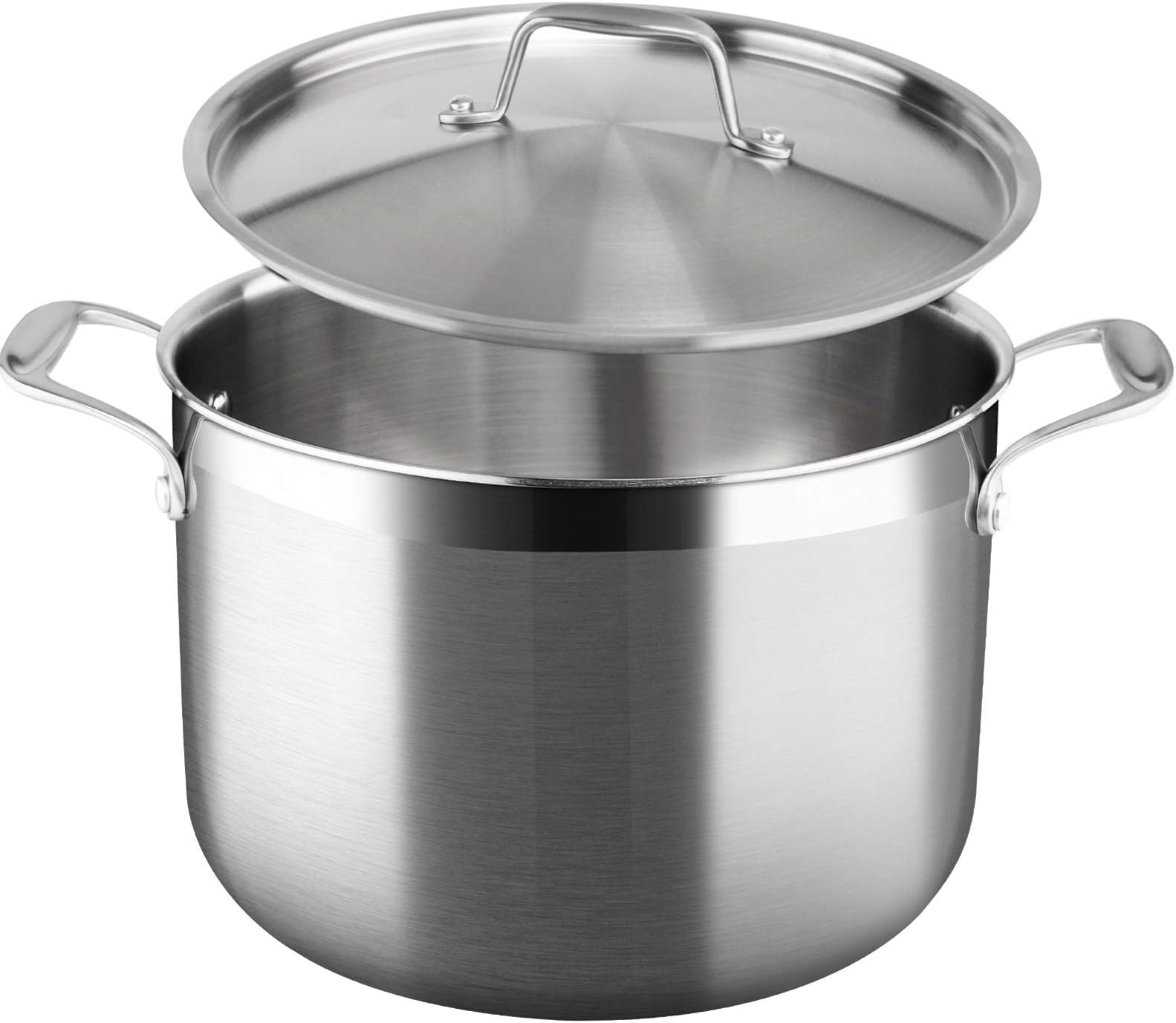 Whole-Clad Tri-Ply Stainless Steel Stockpot with Lid, 8 Quart, Kitchen Induction Cookware