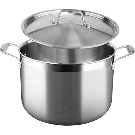 Duxtop Whole-Clad Tri-Ply Stainless Steel Stockpot with Lid, 8 Quart, Kitchen Induction Cookware