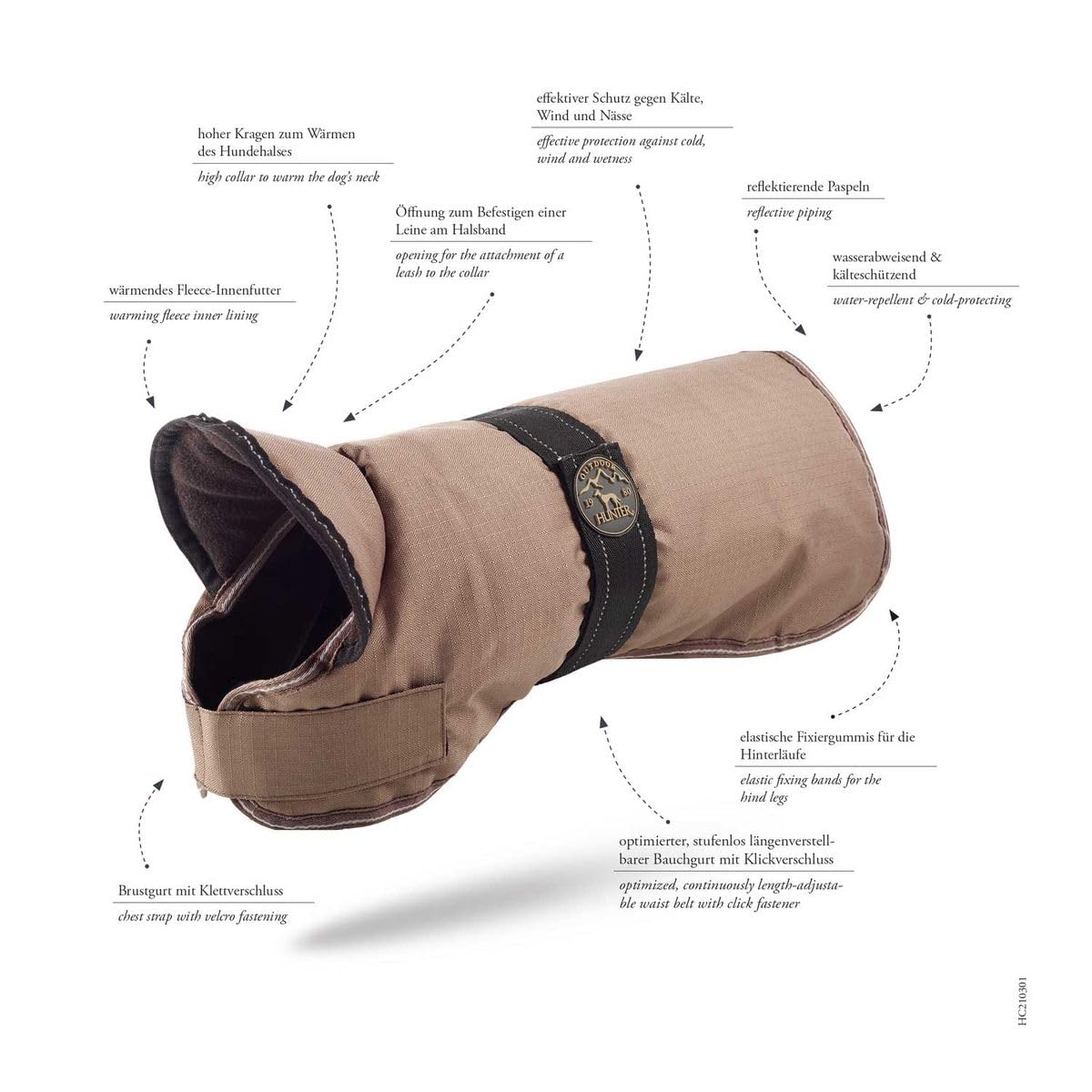 HUNTER Cappottino per Cani Denali, 60 cmtaupe