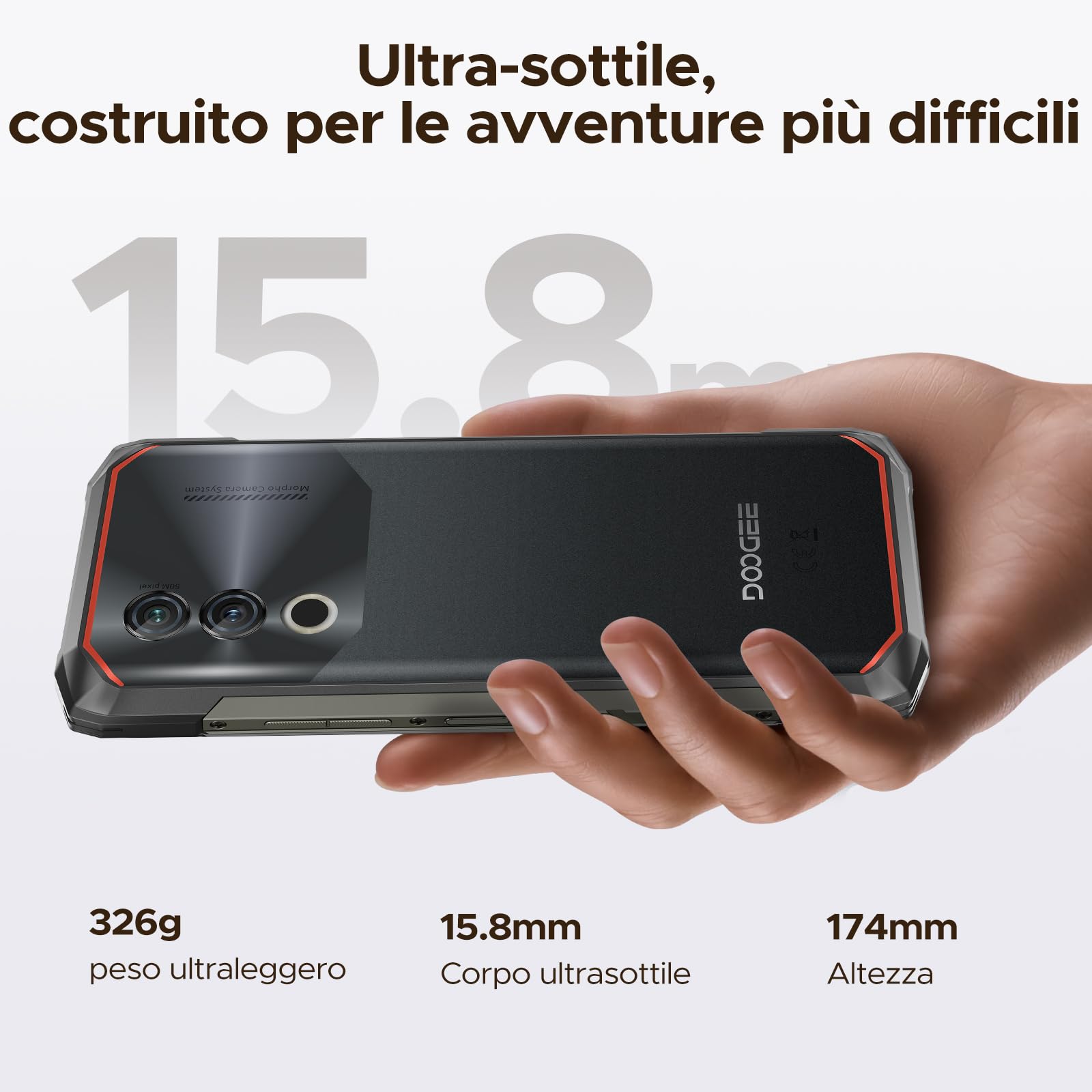 DOOGEE Blade 10 Power Rugged Smartphone Android 16, 10300mAh, 24GB+256GB Telefono Indistruttibile,90Hz 6.6” HD+IPS,50MP+8MP Smartphone Rugged, Triple Card Slot,Fingerprint ID/Face Unlock/NFC/OTG, Nero