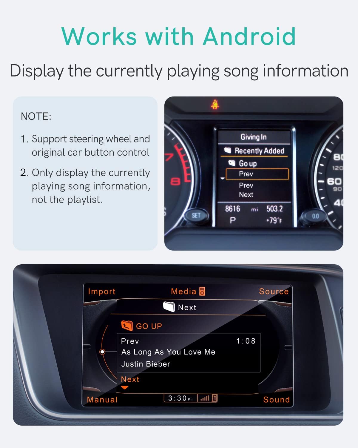 Adaptateur Bluetooth pour Audi AMI MMI 2G avec Port AMI (2006-2009) | Puce CSR8675, Son aptX HD 24 bits, Plug & Play AMI, Contrôle au volant, Infos pistes sur écran voiture