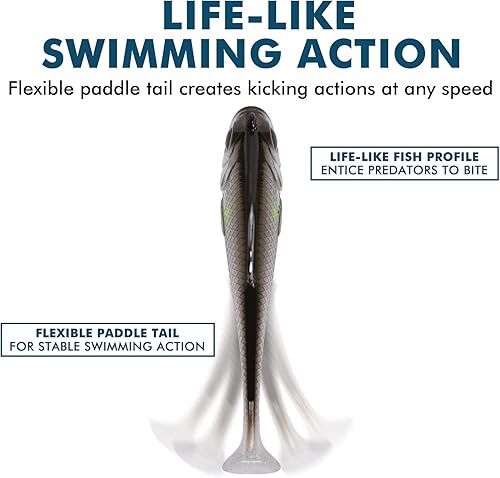 Miniatura 5 de Gotour Señuelos de pesca suaves sin malas hierbas para agua dulce y salada, cebos de pesca premontados de primera calidad para pesca de lubina, cebo