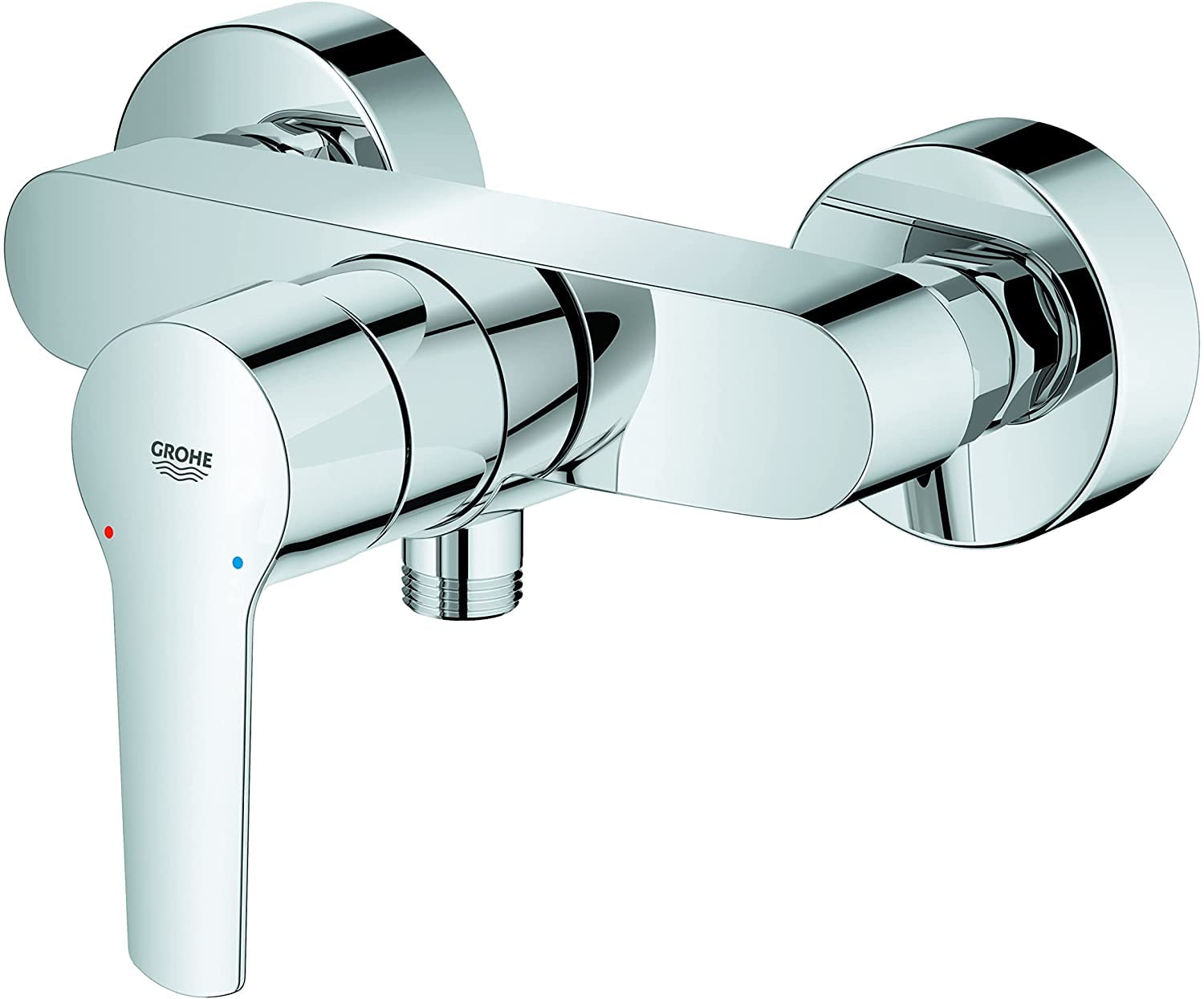 GROHE Start QuickFix, Grifo de ducha monomando (montaje en pared y salida inferior, menor consumo de agua, instalación con QuickSpanner incluída), cromo, 24208002
