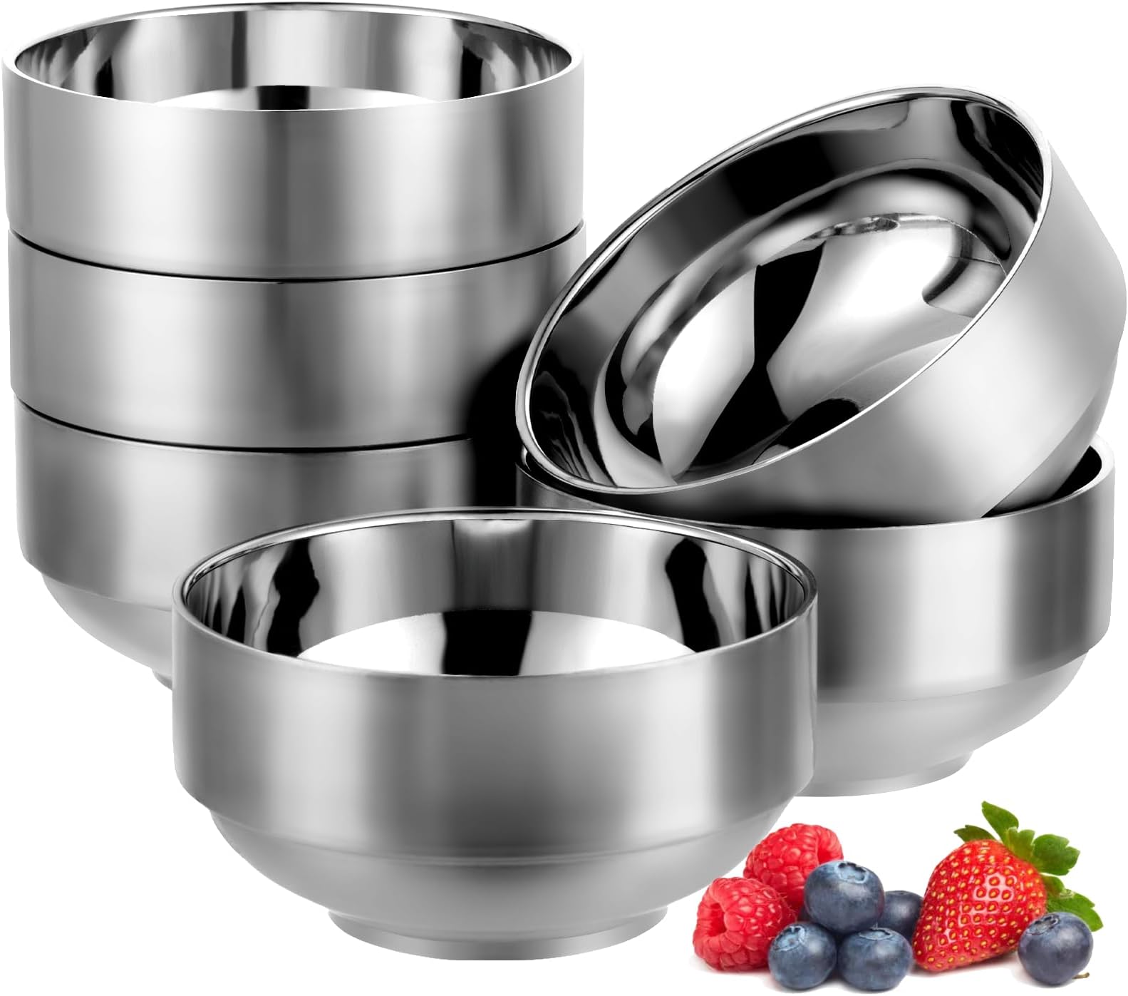 Agolctry 6 Pack 12 Oz Stainless Steel Bowls For Kids, Insulated Soup Bowl, 18/8