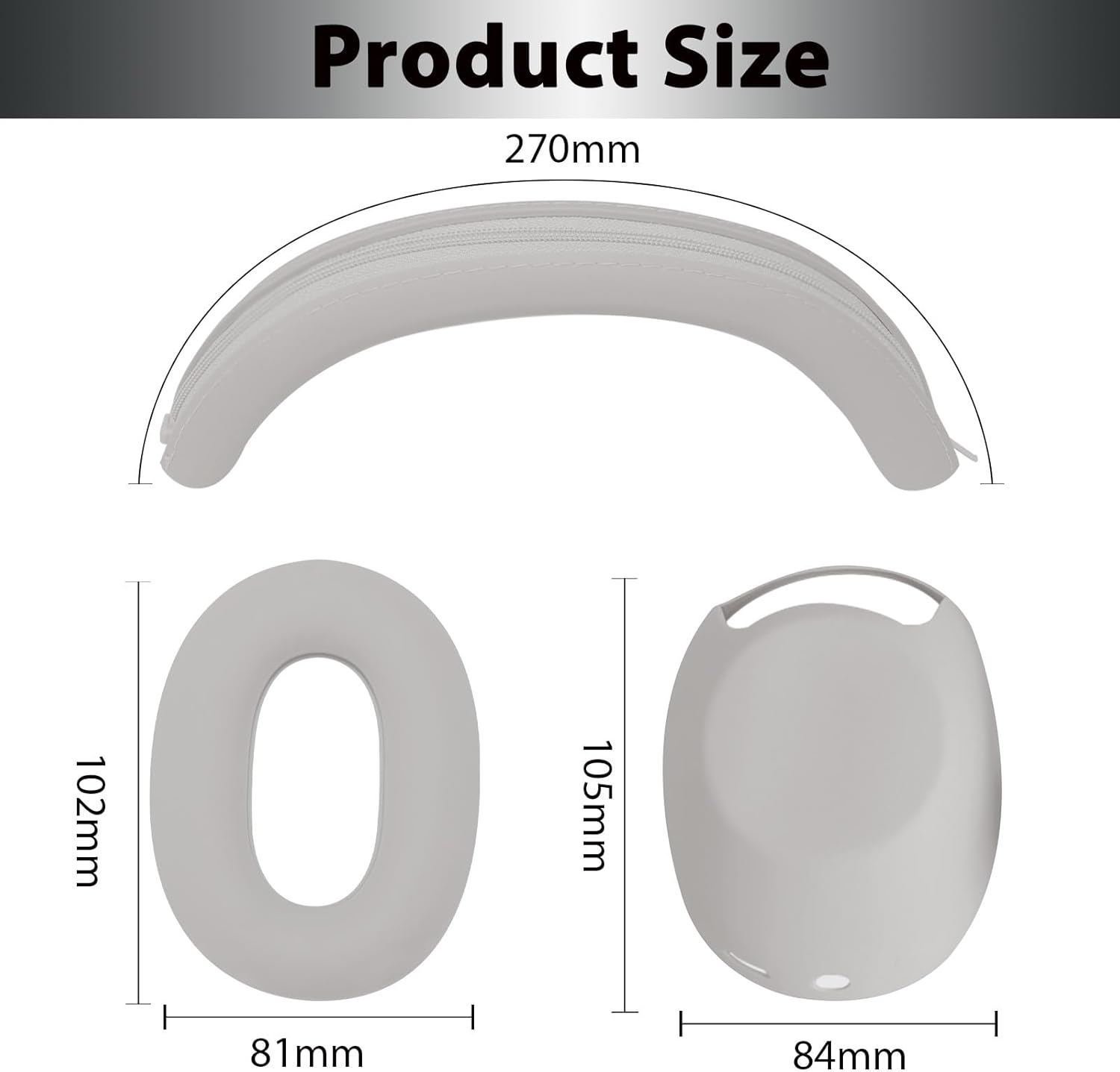 Adhiper 3-in-1 Silicone Sweat Case Cover for Sony WH-1000XM6 Headphones, XM6 Covers Accessories Silicone Ear Pads Covers & Headband Cover & Ear Cup Protector, Washable & Sweatproof - Platinum Sliver - Image 4