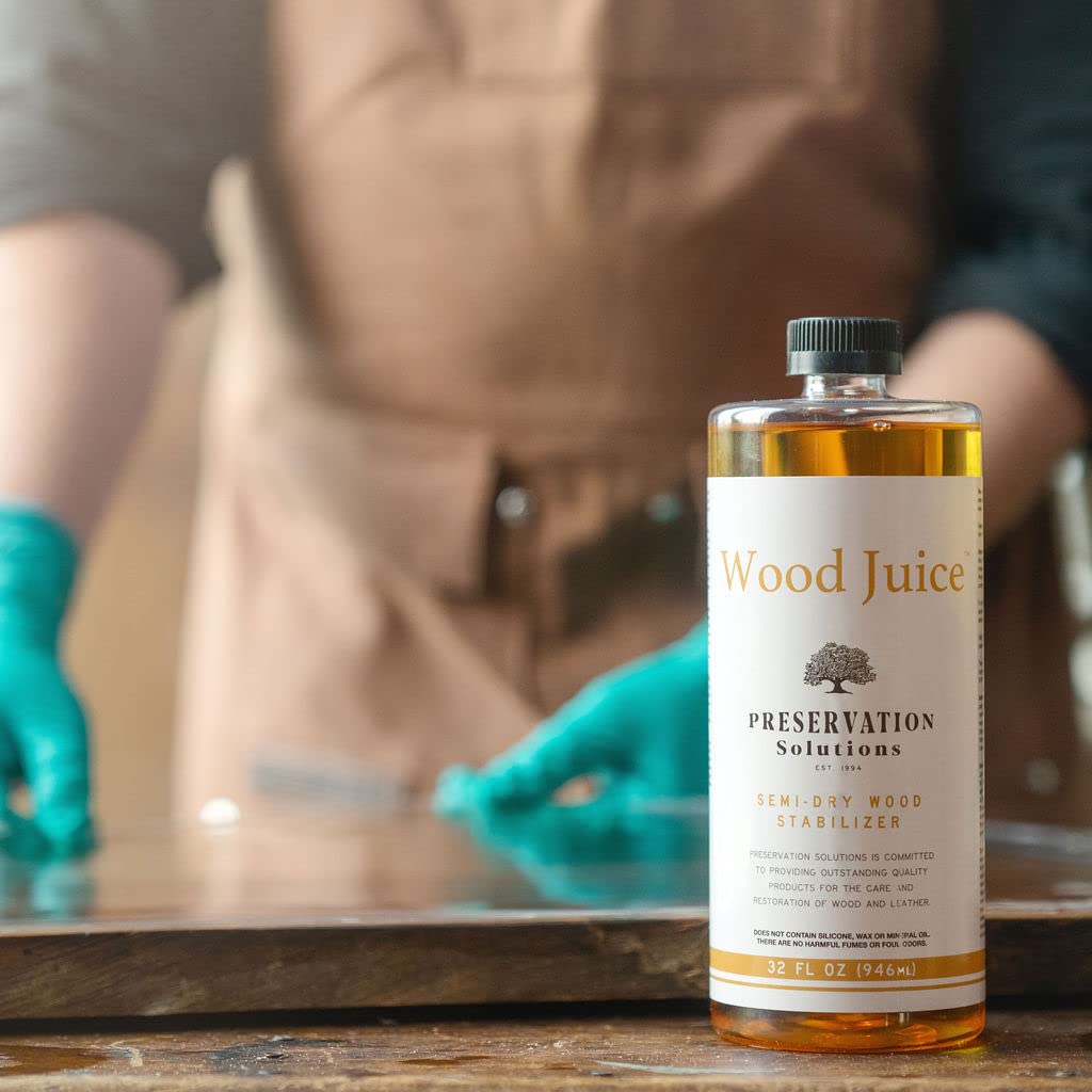 Wood Juice Semi-Dry Wood Stabilizer 32oz by Preservation Solutions, Prevents Future Cracking & Warping, Ideal for Woodworkers