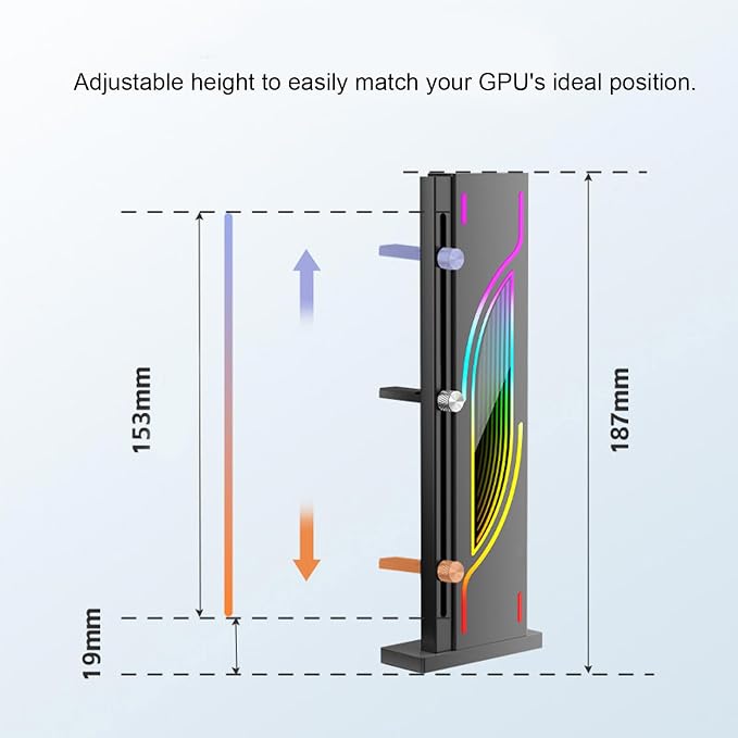 Soporte ajustable para GPU con RGB y base magnética miniatura 5