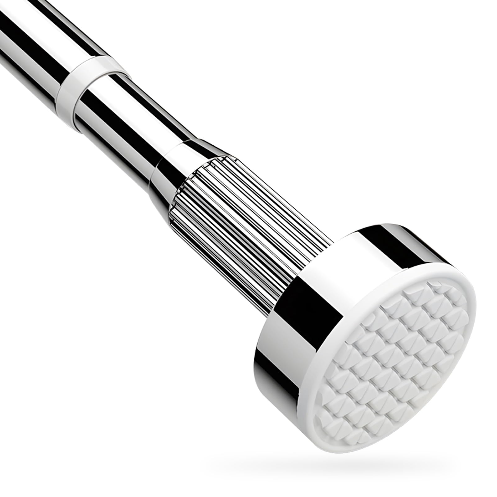 Rideau de douche télescopique antidérapant et extensible en acier inoxydable pour fenêtre de salle de bain et placard (argenté, 110 cm, 200 cm)