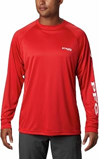 Men's Terminal Tackle Long Sleeve Shirt, Red Spark/White Logo, Medium