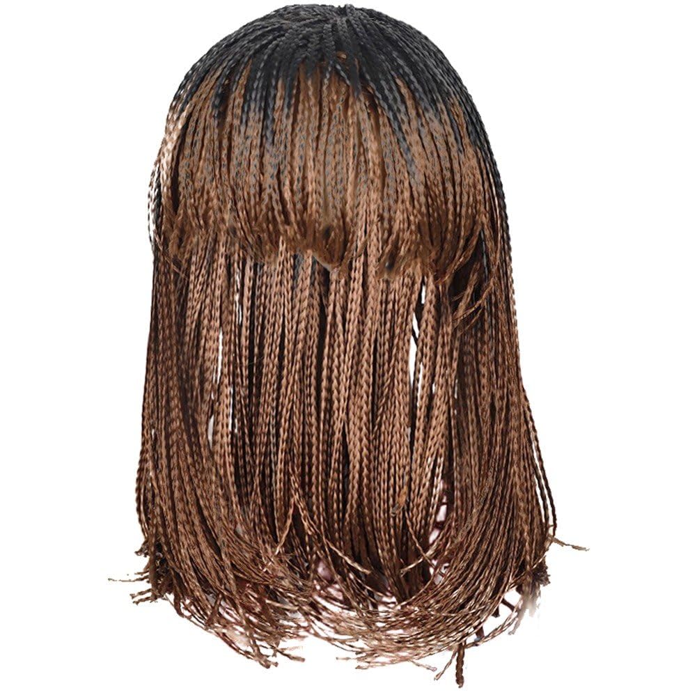 Baokuan Women's Brown Braided Wig For Black Short Dreadlock Wig Crochet Wigs Afro Twist Braids With Hair Bangs Locs Twist Braiding Wig For