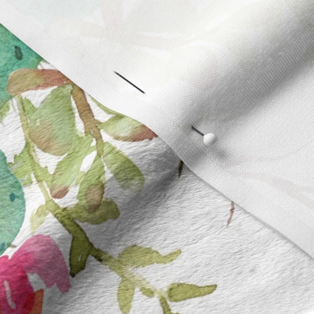 Spoonflower Fabric - Western Flowers Large Horizontal Cacti Floral Cactus Pink Watercolor Printed on Minky Fabric by The Yard - Sewing Baby Blankets Quilt Backing Plush