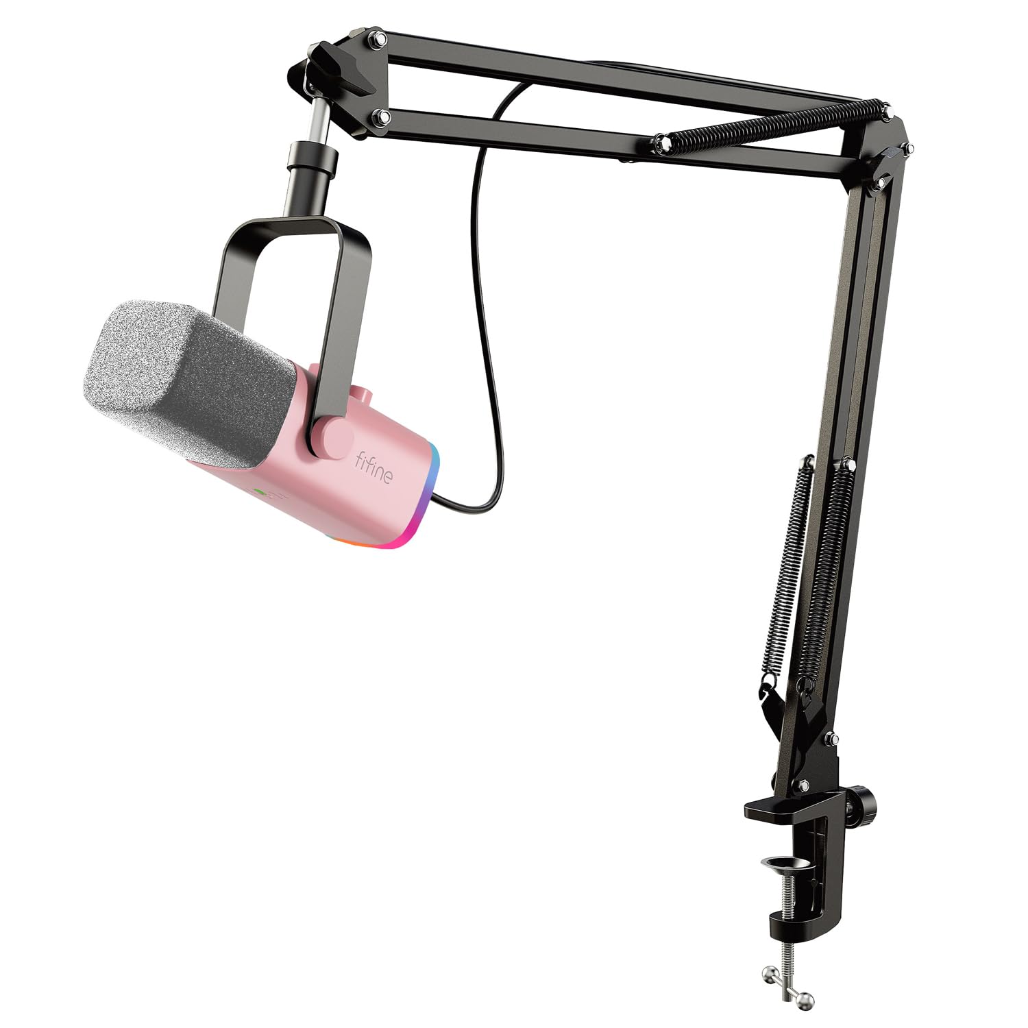FIFINE XLR Streaming Microfono Kit Dinamico per Podcasting, Gaming USB per PC Mac PS4/5, Cardioide per registrazione vocale, giochi – Rosa