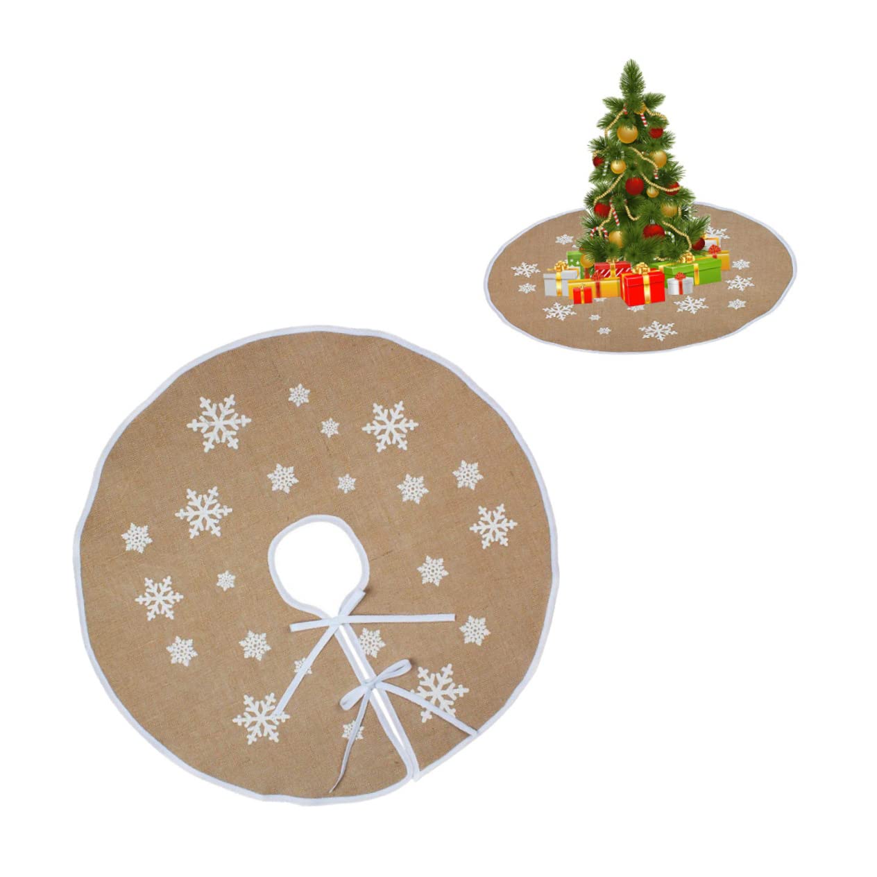 MAGICLULU 2pezzi Gonna Per Juta Fiocco Decorazione Natalizia e Accessori Festivi Per Atmosfera Accogliente