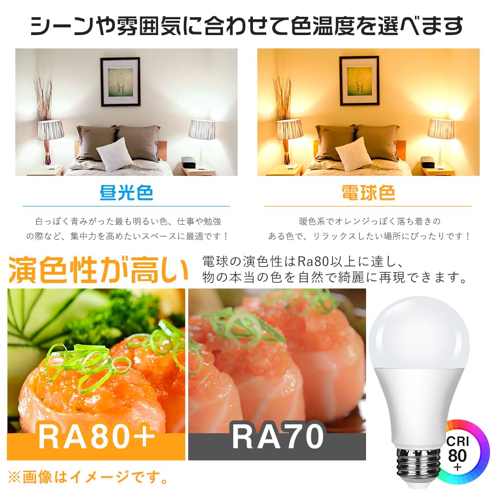 Amazon.co.jp: 共同照明 6個セット LED電球 E26口金 7W 電球色 50W形