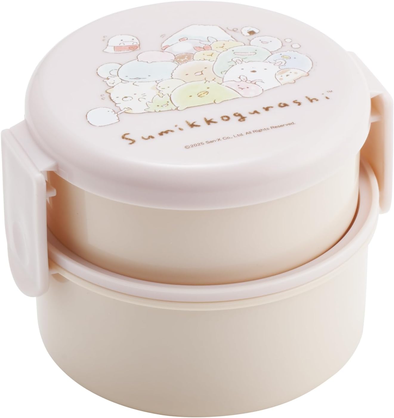 Skater ONWR1-A Round Bento Box, 16.9 fl oz (500 ml), 2 Tiers with Fork, Made in Japan