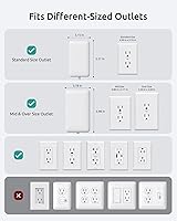 Vista 4 de Cable de extensión plano corto de 3 pies, certificado ETL, cable de extensión de 3 puntas para interiores, enchufe de pared plana con cubierta