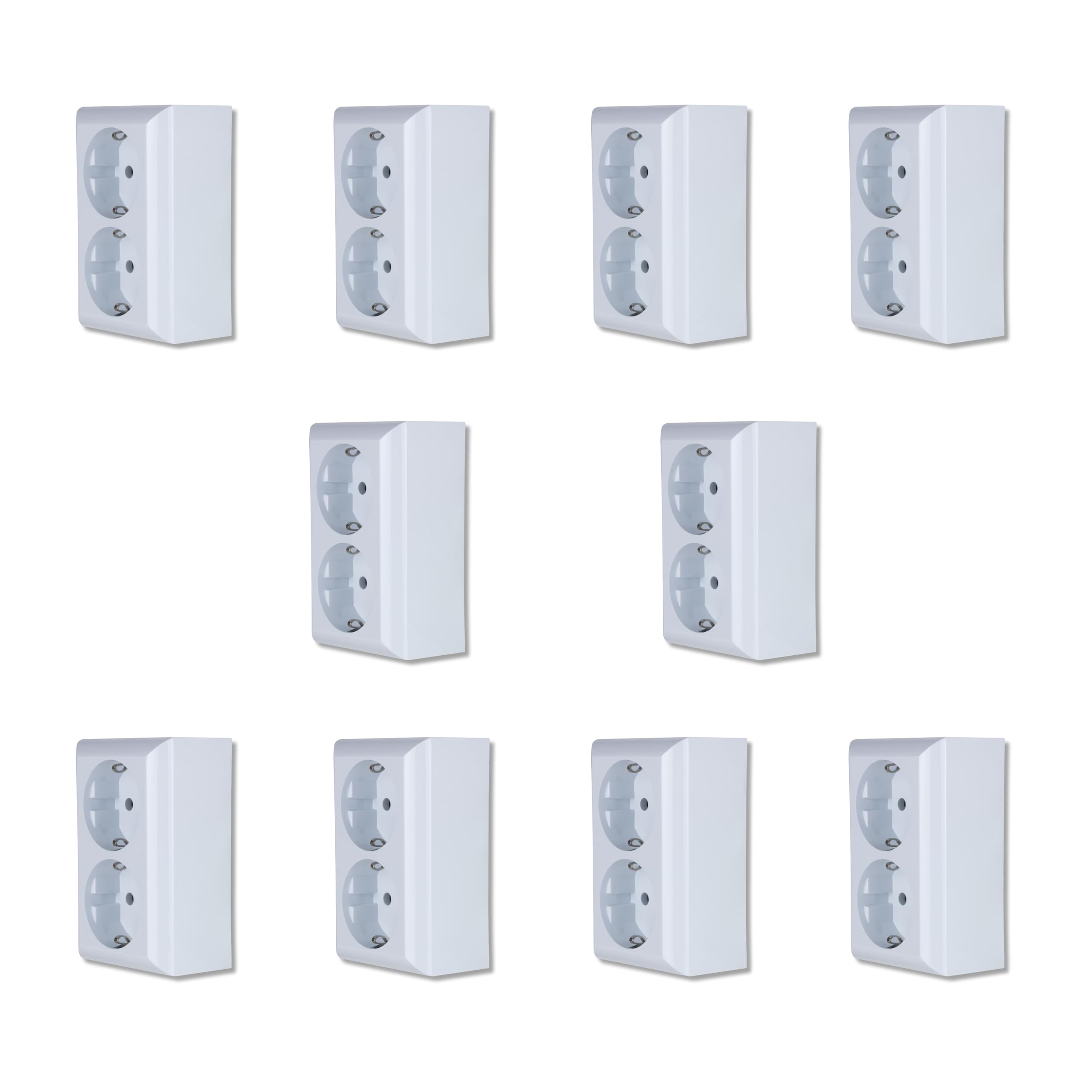REV PlanoLuxe - Set di 10 prese doppie con telaio e inserto, colore: Bianco