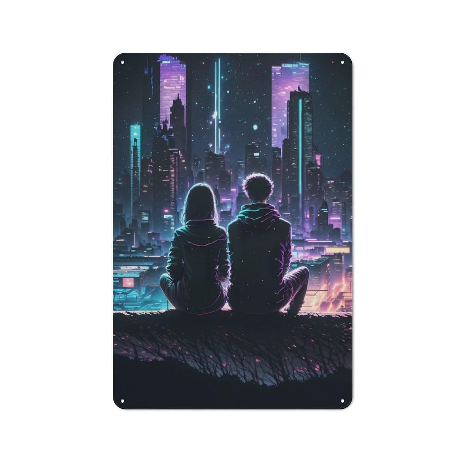 Junmoney Style-11 Luminous Neon City Retro Metal Wall Decor 30X20cm, Metal Sign For Pub, Home Bar, Shed Or Man Cave, For Relaxed Wall Styling