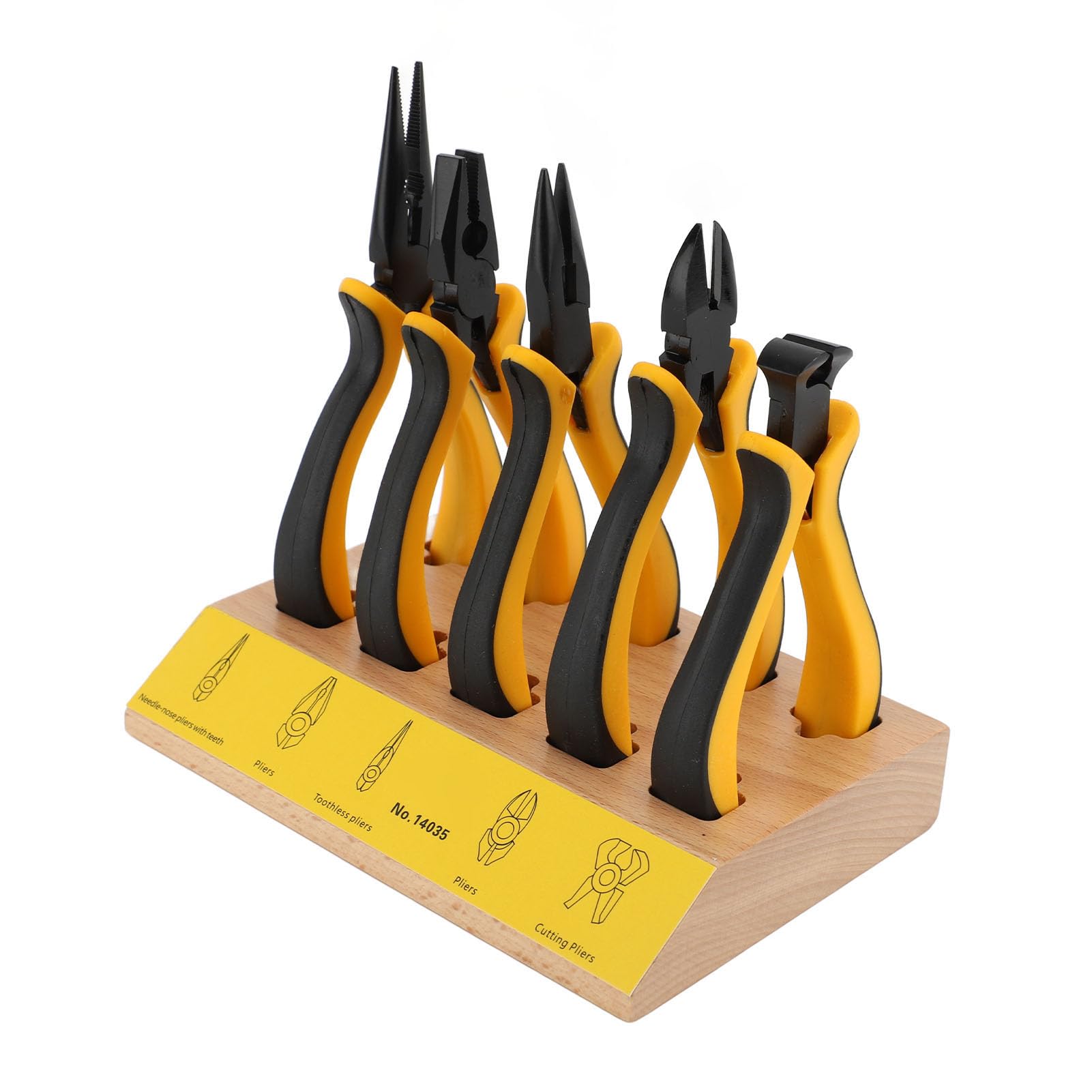 Naroote Set di 5 Pinze con Pallet in Legno, Set di Pinze per Riparazione Orologi in Faggio e Metallo, Lame Trattate Termicamente, Impugnatura Salva Sforzo, Taglio Filo per Utenti Hobby
