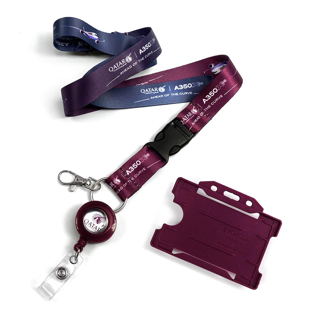 koolkrew Airbus A350 Dye Sublimation 2 Pc Airplane-Themed Badge Holder Set