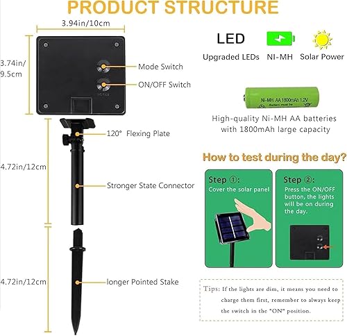 Miniatura 5 de Paquete de 2 luces solares de Navidad multicolor, 180 pies, 500 LED, luces solares impermeables para exteriores, encendidoapagado automático con 8