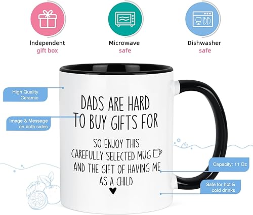 Miniatura 5 de Cabtnca Regalos para papá, taza para papá, regalos de cumpleaños de hija e hijo, regalo del día del padre para papá, 11 onzas, color blanco