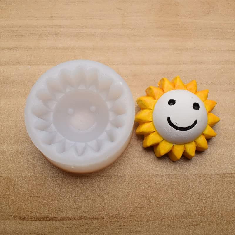 Miniatura 3 de Molde de silicona Freshie de coche con forma de sol de cara sonriente para hacer jabón aroma perlas coche Freshie, colgante, vela, resina