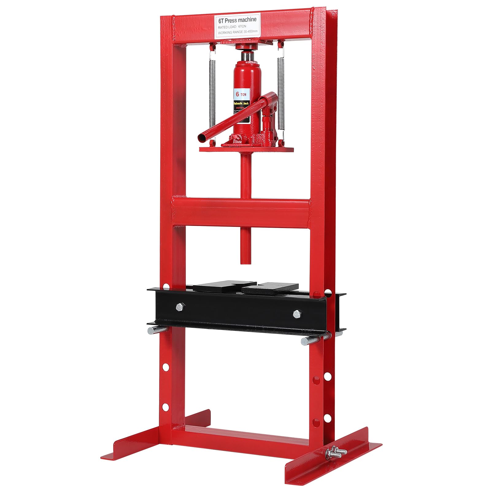 H-Frame Hydraulikpresse, 6 Tonnen, für Werkstatt und Garage, höhenverstellbar, bewegliche Platten aus hochwertigem Stahl, inkl. Staubschutzabdeckung, Rot +