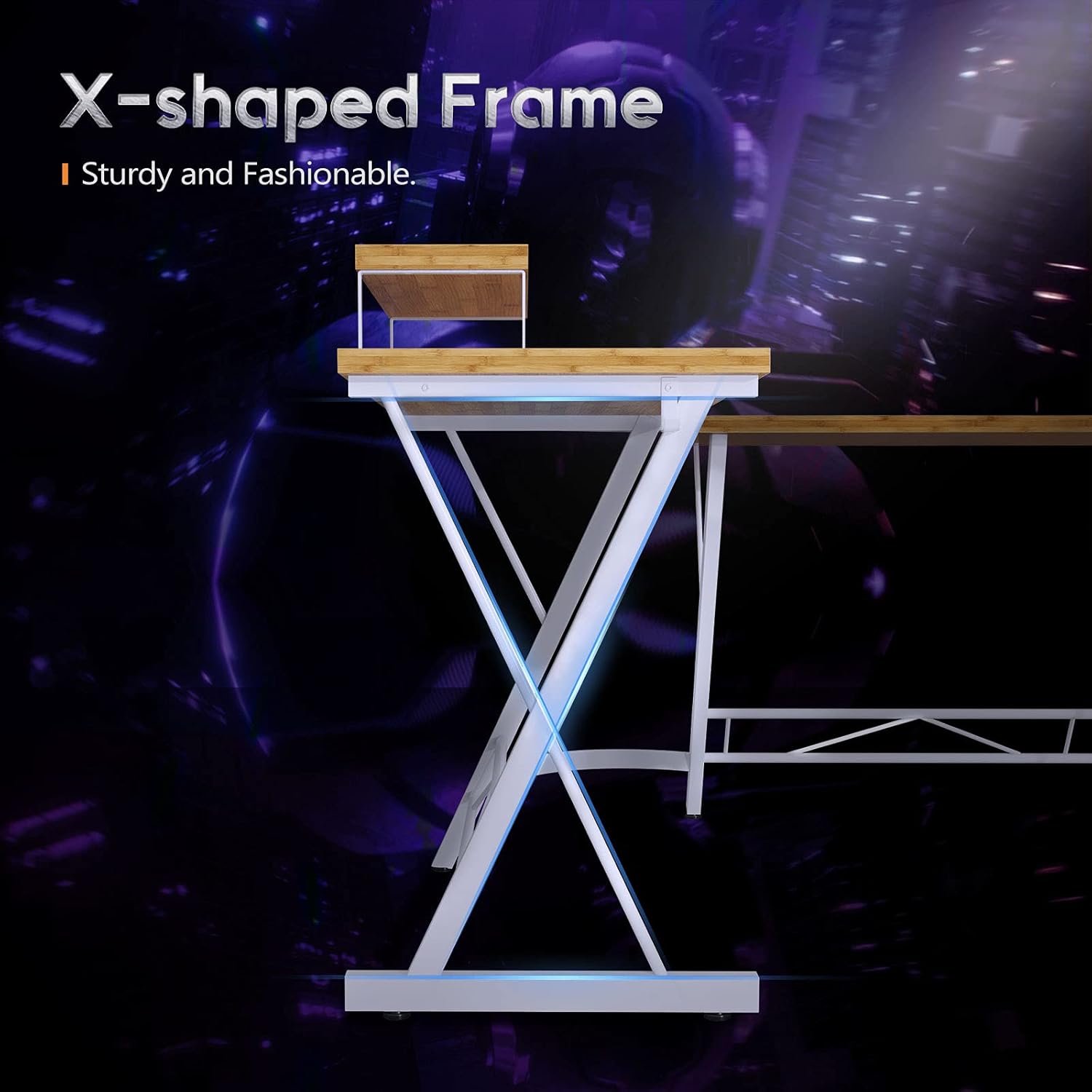 L Shaped Gaming Desk, Home Office Desk with Round Corner Computer Desk with Large Monitor Stand Desk Workstation : Everything Else