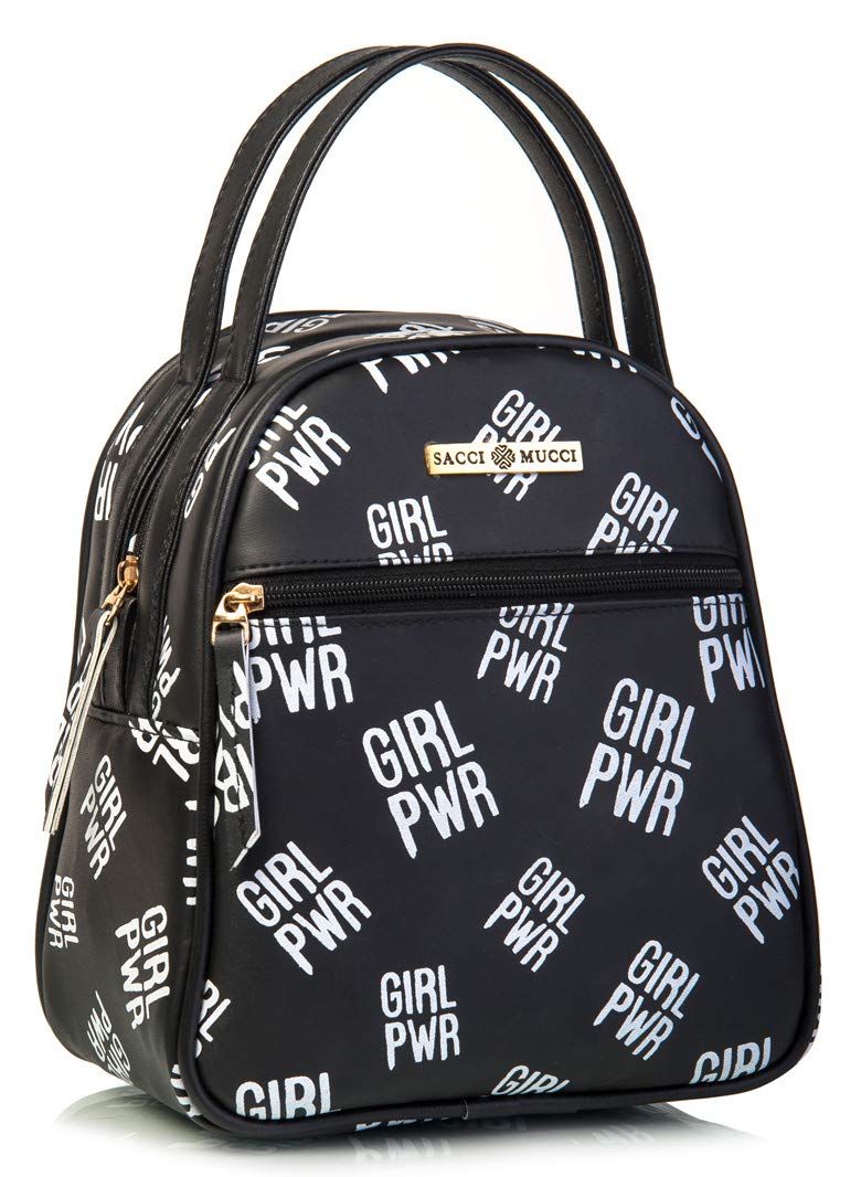 SACCI MUCCISACCI MUCCI Lunch Bag - Lunch Bag | Office Lunch Bag | Men's Lunch Bag | Women's Lunch Bag | Tiffin Bag I Perfect for Work Office | Carry Bag for Lunch Box - Girl Power (Black)