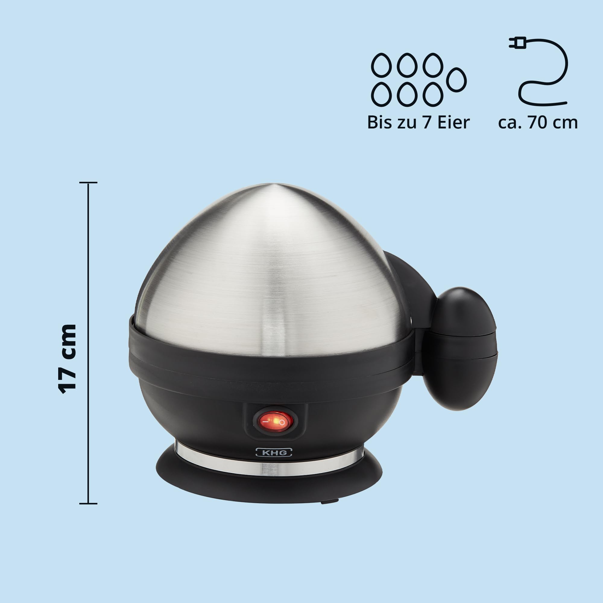 MPM Elektrischer Eierkocher - 7 Eier Edelstahl 350W Mit Überhitzungsschutz