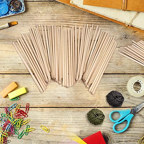 Belle Vous Natural Round Wood Dowel Rods (200 Pack) - 18cm / 7.09 Inches - Extra Long Unfinished 5mm Wooden Craft Sticks - Dowels for Woodcraft, Art Projects, Decorations & DIY Crafts