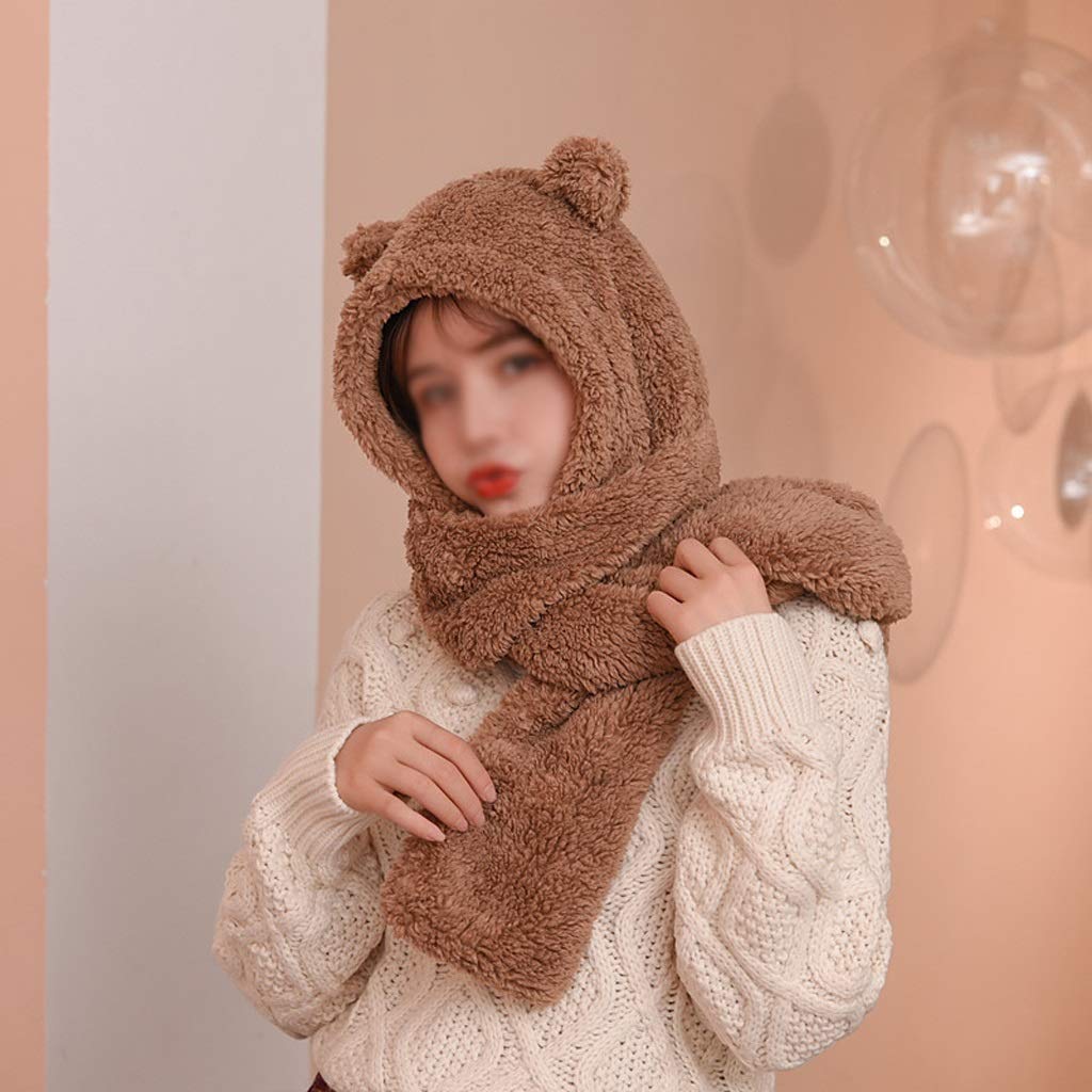 Sciarpa alla Moda Trend Sciarpa Sciarpa per Orecchie da Orso Carino Cappello One Piece cap Warm Plush Ear Protection Scarf
