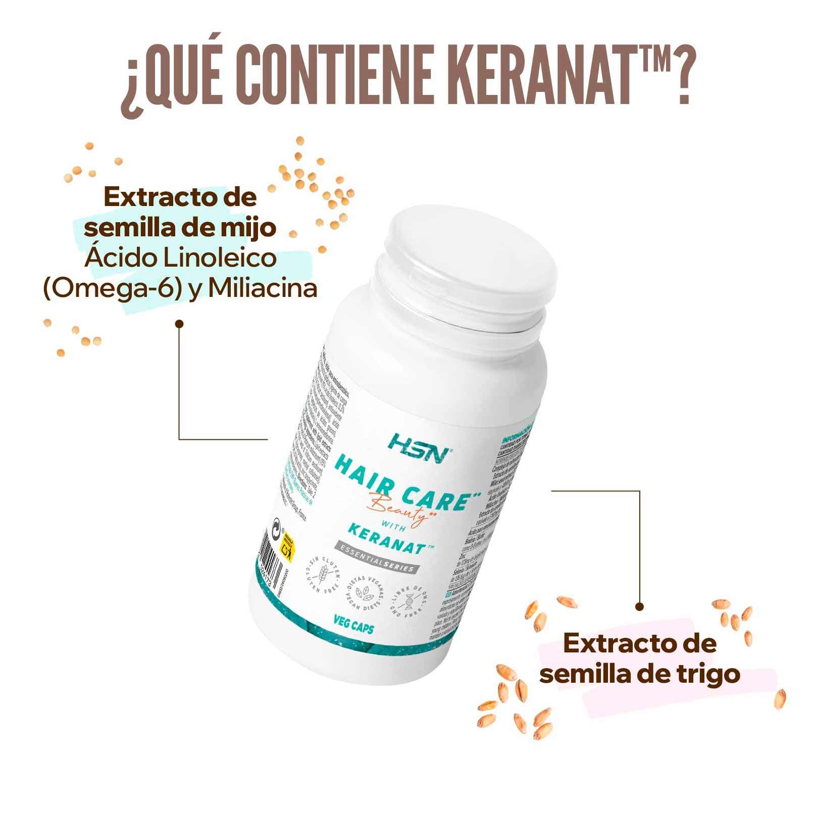 HSN Hair Care Cuidado del Cabello* (con Keranat™) | 60 Cápsulas Vegetales | *La biotina contribuye al mantenimiento del cabello en condiciones normales | No-GMO, Vegano, Sin Gluten
