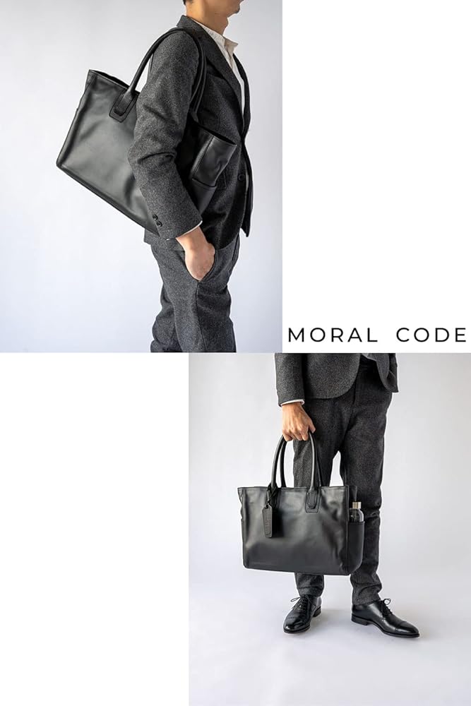 Amazon | [MORAL CODE] レザー トートバッグ CROSBY-II BLACK