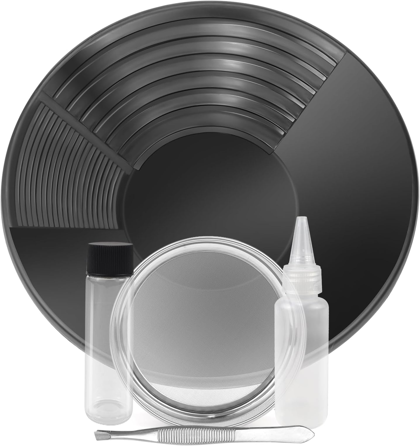AFAIK Gold Panning Kit Gold Pan Kit Gold Panning Plastic Gold Pan for Gold Panning Washing Sieve Tray Accessory for Mining Prospecting (Black)