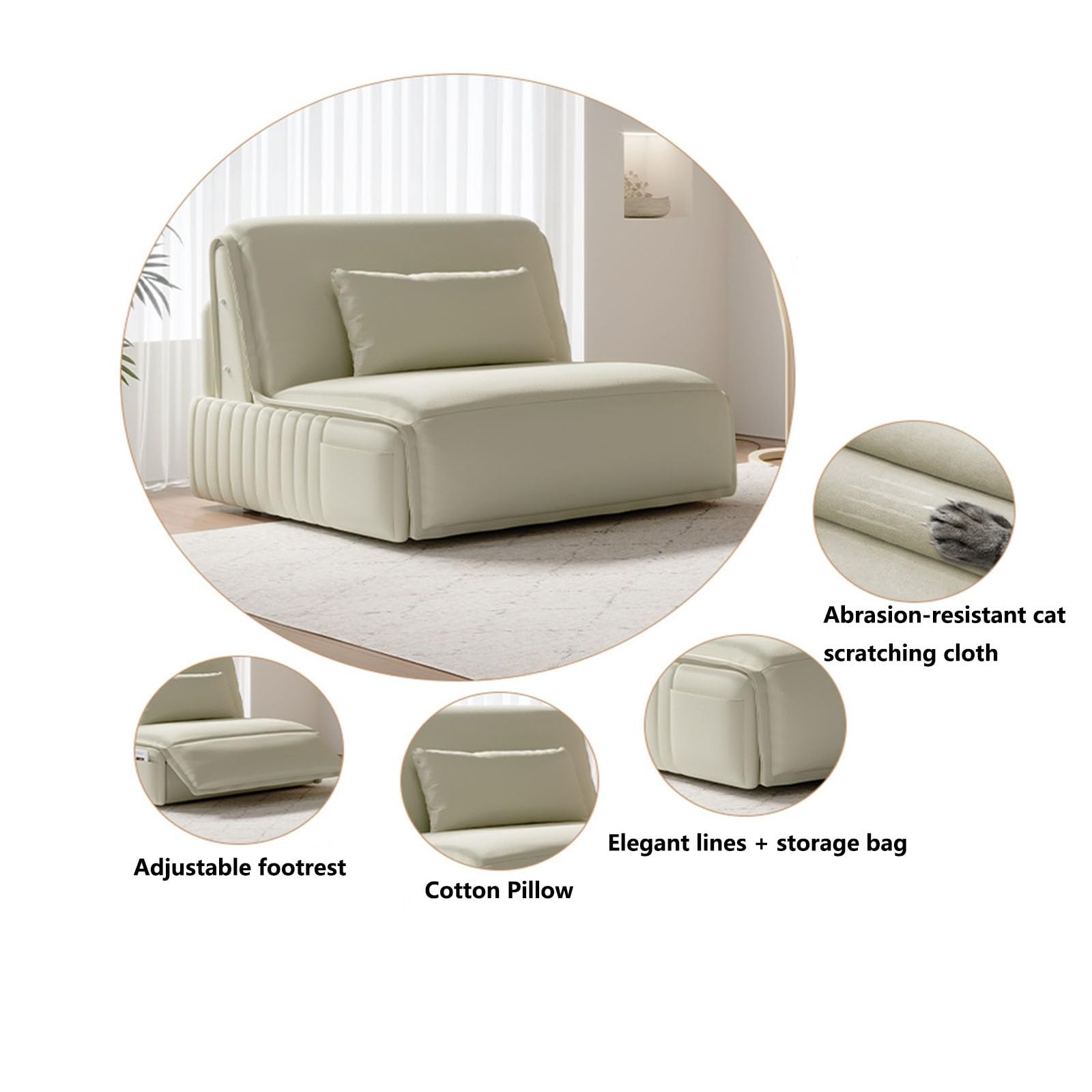 Divano letto pieghevole Divano letto pieghevole multifunzionale, comoda poltrona da soggiorno con schienale regolabile(110cm)