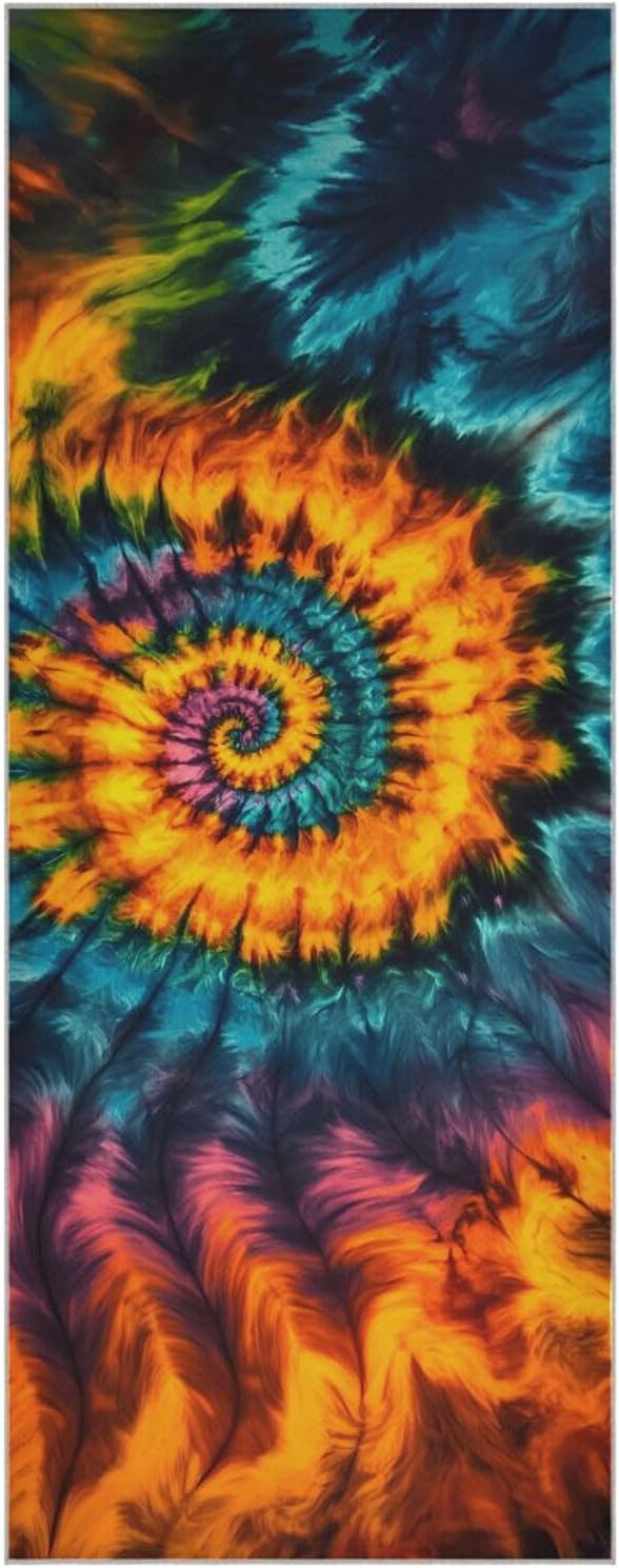Hot Yoga Towel Colorful Tiedye – Stylish, Non-Slip, Grip Dots, Super Absorbent, 27" x 73" - Yoga Mat Towels for Exercise, Fitness